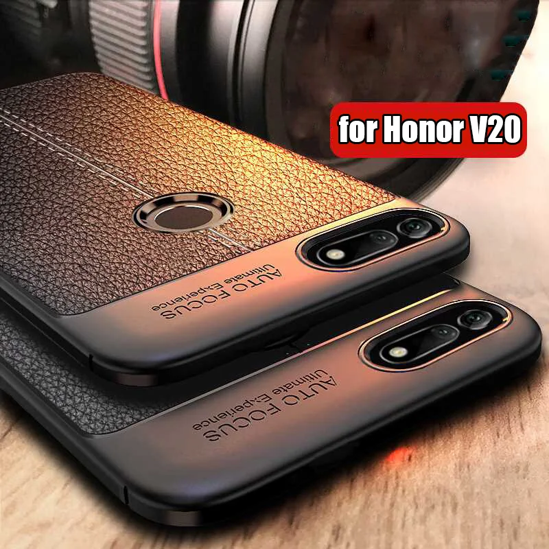 

Case for Huawei Honor V20 Case Cover Shockproof Armor Bumper Protective Case for Honor View 20 Leather Pattern Silicone Cover
