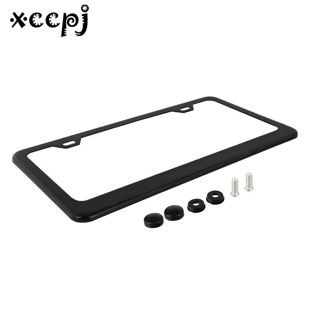

Stainless steel License Plate Frame with Chrome Screw Caps, 1Pcs 2 Holes Black Licenses Plates Frames, Car Licenses Plate Covers
