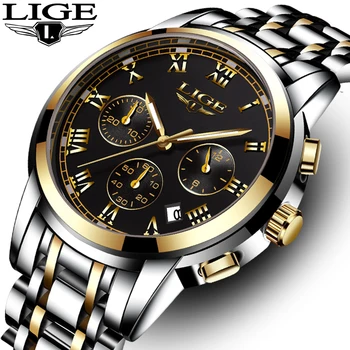 

LIGE Men watches Fashion Brand Multifunction Chronograph Quartz Watch men Military Sport Wristwatch Male Clock Relogio Masculino