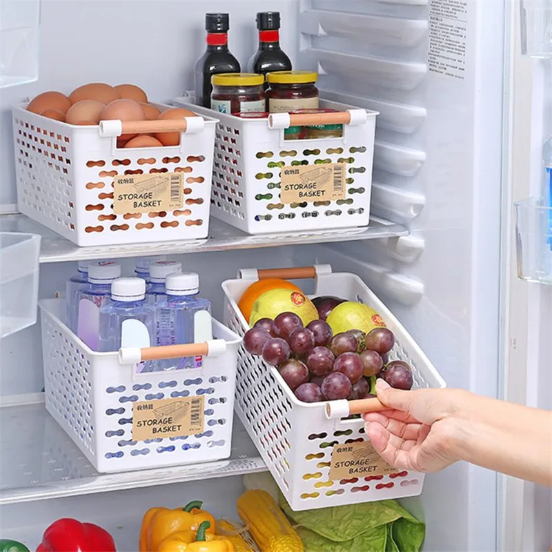 

Kitchen Refrigerator Storage Box Food Container Fresh Spacer Layer Storage Rack Pull-out Drawer Fresh Sort Organizer Black White