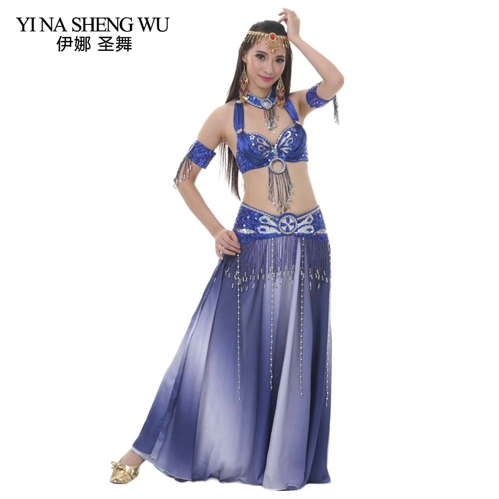 

New Discoloration Skirt Belly Dance Suit Women Belly Dance Oriental Dance Costumes Dance Stage Performance Clothes 2Pcs/3pcs Set