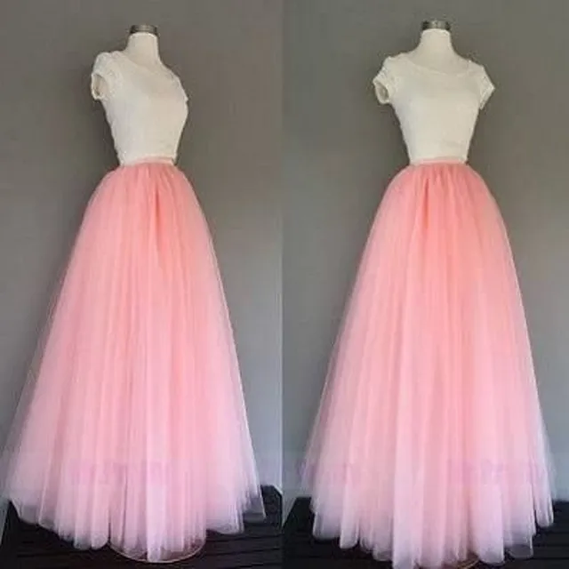 Hot Sale Long Pink Tulle Skirts Women A Line Floor Length Full Maxi ...