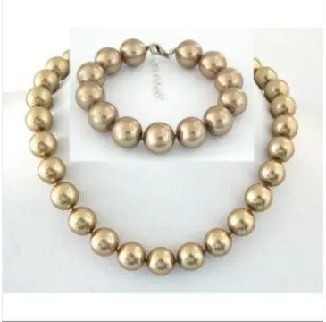 

Fine 12mm southsea Champagne SHELL PEARL NECKLACE BRACE