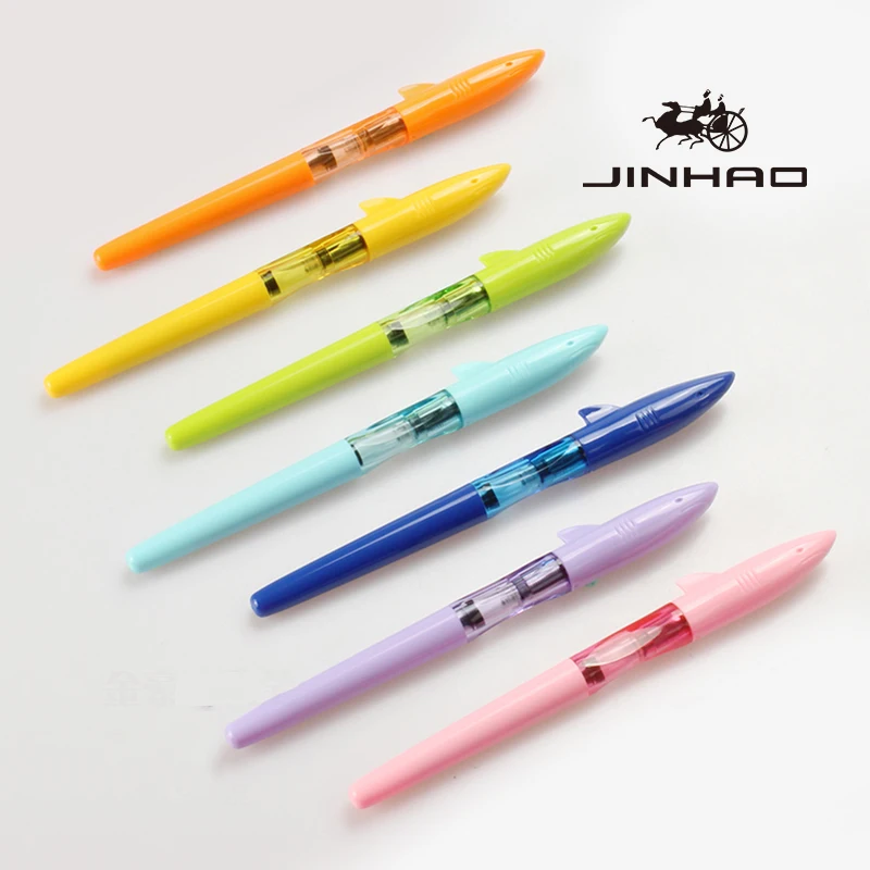 Jinhao новая акула Костюм перьевая ручка 0,38 мм с 0,5 мм с черными чернилами Чернильное jinhao Ручка, контрастных цветов, канцелярские принадлежности для студентов