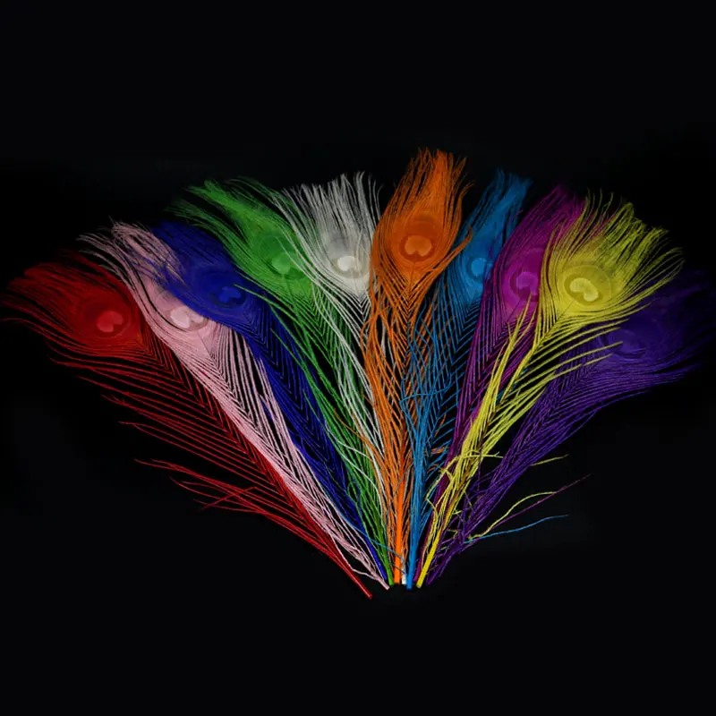 

5PCS Multicolor Peacock Feathers for Fly Tying Nymphs Wet Flies Fishing Material Red Blue Yellow White
