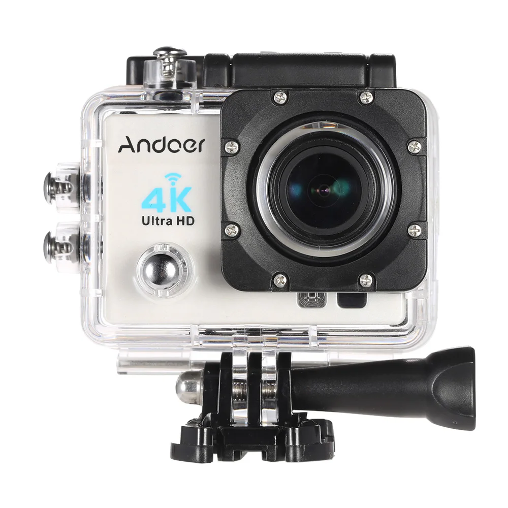 Andoer Q3H " ультра-hd ЖК-дисплей 1080P 4K экшн Камера Wi-Fi 16MP 170 широкоугольный объектив с фокусным расстоянием спортивная видеокамера для подводной съемки с Водонепроницаемый чехол для видеокамеры - Цвет: Белый