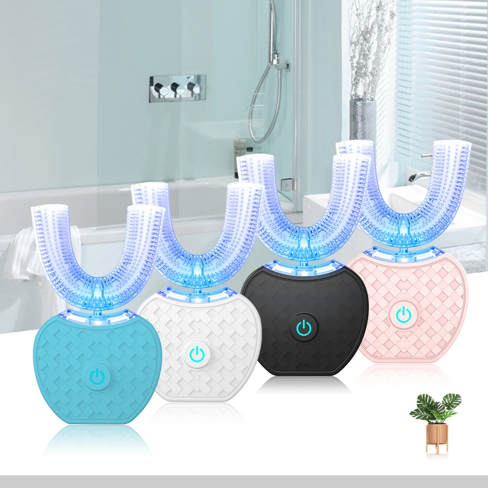 Intelligent Automatic Sonic Electric Toothbrush 360 Degrees Silicone U Type Head USB Rechargeable Adults 4 Mode Timer Blue Light Intelligent Automatic Sonic Electric Toothbrush 360 Degrees Silicone U Type Head USB Rechargeable Adults 4 Mode Timer Blue Light