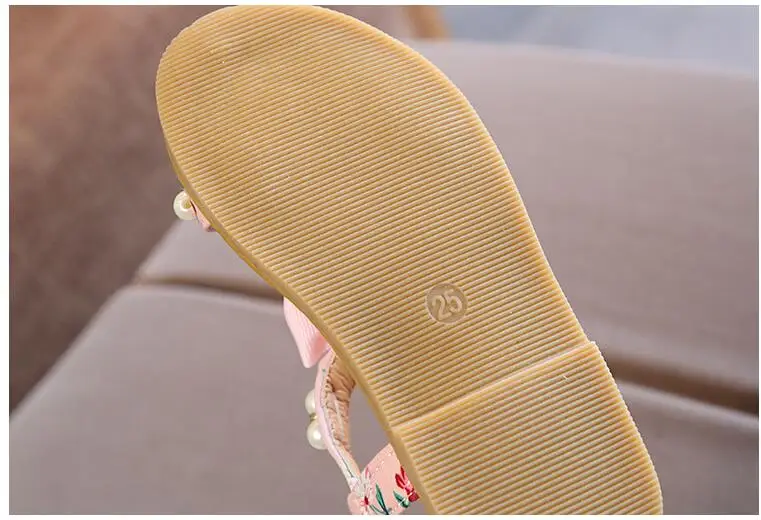 Римские сандалии для девочек летняя пляжная обувь для детей-гладиаторы на плоской подошве с бантом-бабочкой Бисер детская обувь одежда для