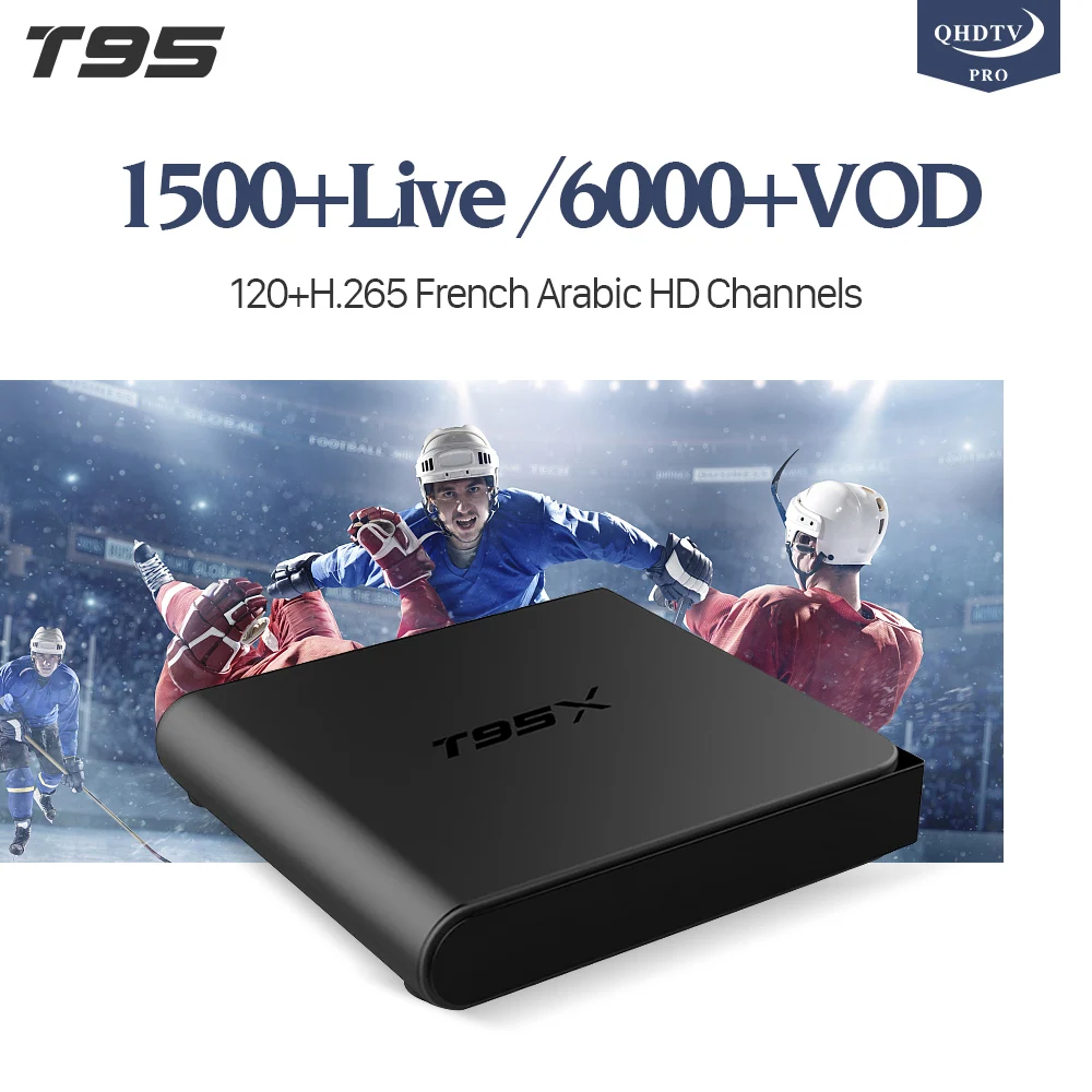 

T95X Smart TV Box Android 6.0 8GB Amlogic S905X Quad Core H.265 4K WiFi Media Player QHDTV PRO Code IP TV Arabic French IPTV Box