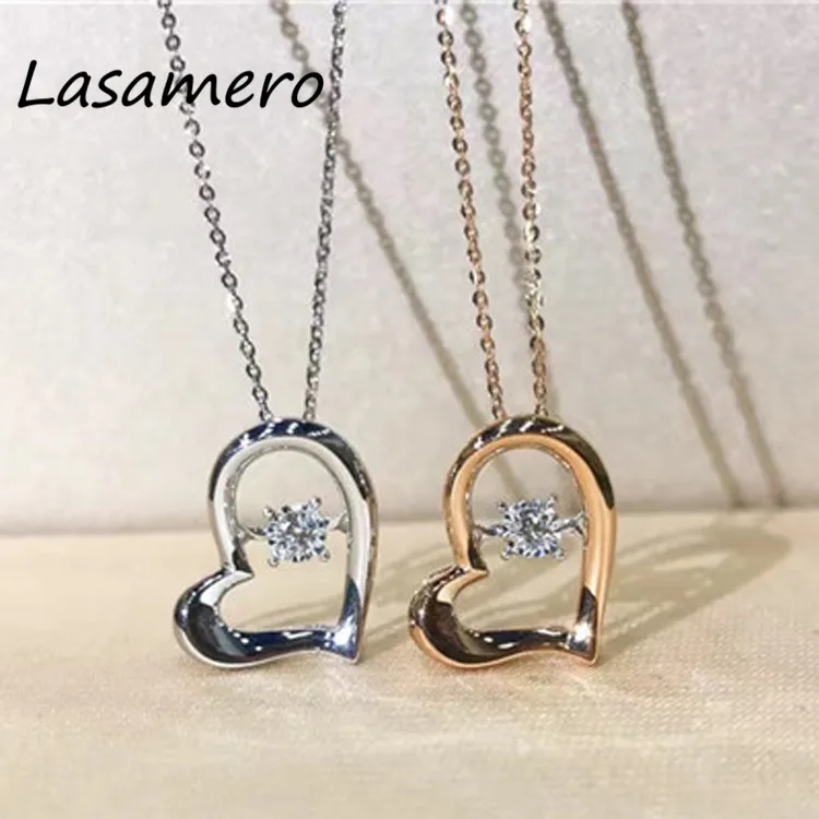 

LASAMERO Halo 0.06 CT Round Cut Pave Set 18k Gold Natural Diamond Pendant Necklace