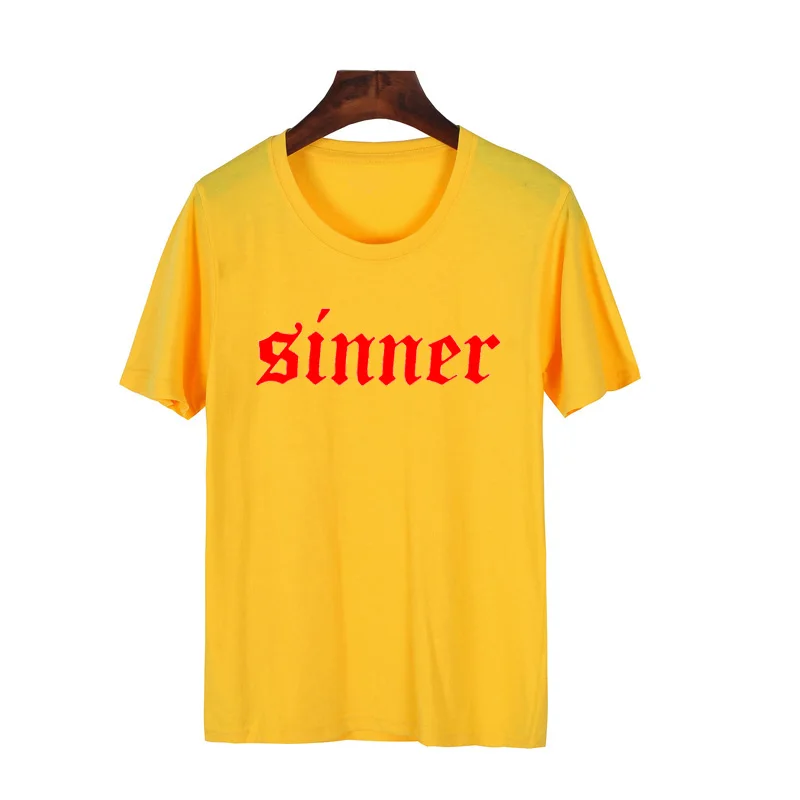 Pecador T Camisa de algodón de las mujeres carta impresa Harajuku cuello redondo de Verano de la mujer camiseta Grunge negro Metal Rock camiseta Camisetas