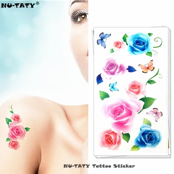 

Nu-TATY Sexy pink roses Child Temporary Body Art Flash Tattoo Sticker 10*17cm Waterproof Henna Fake Tatoo Wall Tattoo Sticker
