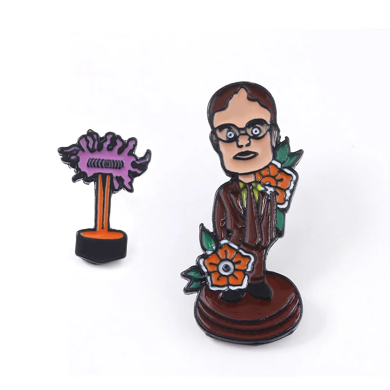 

TV The Office Dwight Schrute Brooches Pins Enamel Badge For Women Men Lapel Denim Shirt backpack Hat Gifts