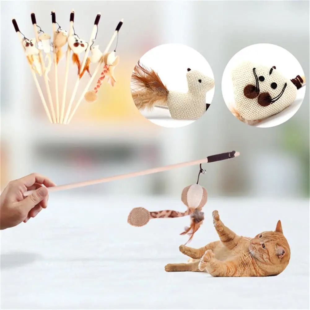 Игрушка для кошек перо игрушка Кот Хлопок и лен развлекательная игра игрушка Кошка Интерактивная длинная жердь игрушка увеличение головоломка