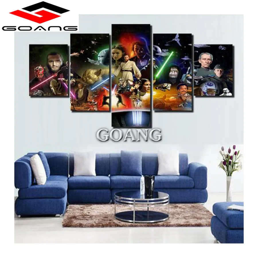 

GOANG 5Pcs Star War Man 5D Diy Diamond Painting Cross Stitch Kits Mosaic Square Drill Full Diamond Embroidery Pattern Decorative