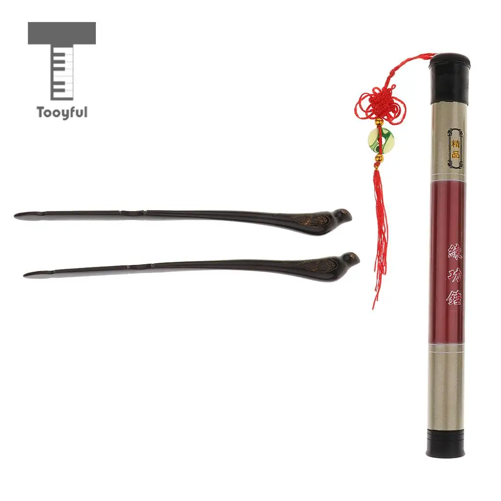 Tooyful Exquisite 1 Pair Ebony Dulcimer Hammer Mallets Sticks with 1x Storage Case Box Musical Instrument Parts