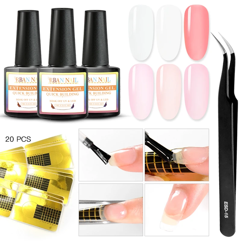 

Mtssii Clear Acrylic Poly Extension Gel Set Polish Quick UV Builder Kit Nail Art Poly Varnish Gel Manicure File Tool