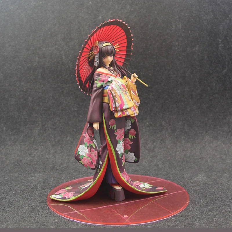 

18cm Anime Saenai Heroine No Sodatekata Action Figure Kasumigaoka Utaha Kimono Ver Xia Shiyu Hill Model Umbrella Lady Decoration