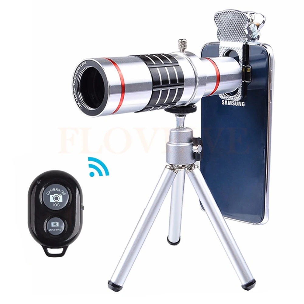 

2017 7in1 Universal Clips 18X Optical Telescope Lens Telephoto Zoom Lens For Smartphone iPhone 6 7 with Tripod Bluetooth Shutter
