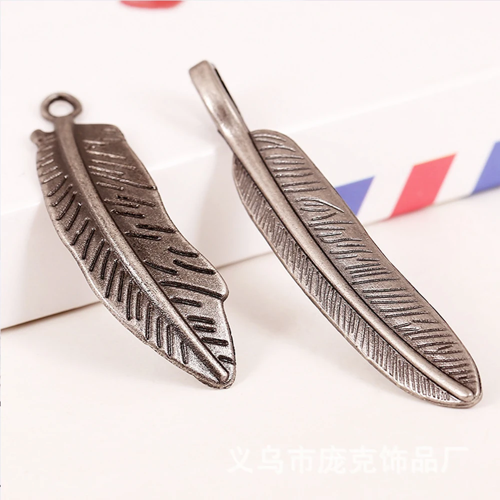 3pcs Antique Silver Feather DIY Pendant Jewelry Findings Charm Necklace