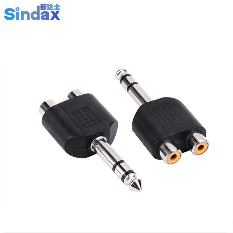 

Sindax TRS to RCA Female Plug Terminals video Adapter 6.35 to RCA connectors TRS to Lotus plug audio Plug speaker Hi-fi 1PC