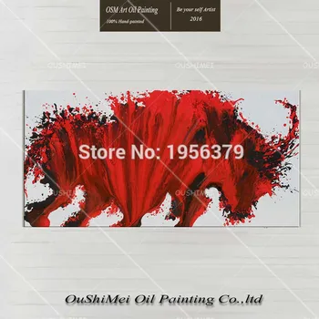 

Abstract Wall Red Rolling Explosion Wave Water Droplets Crazy Bull Strong Body High Quality Bull Oil Painting on Canvas