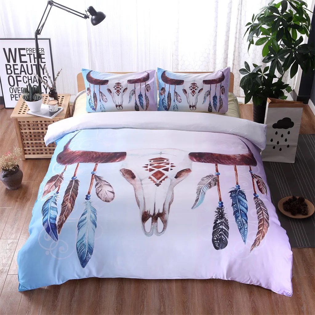 

Indian Wild Style 3 Piece Bedding 1 Duvet Cover 2 Pillowcases Throw Boho Quilt Cover Bed Bedding Set Sweet Dreams Blessing