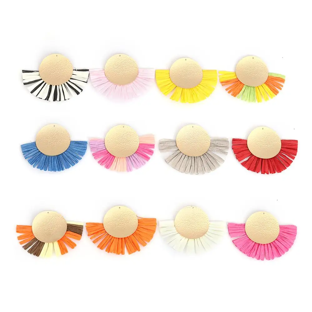 Doreenbeads 3 шт. кисточка из рафии круглые подвески для самостоятельного изготовления