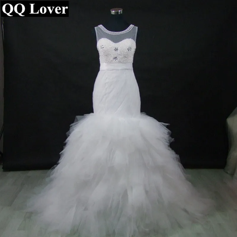 QQ Lover 2019 Роскошные жемчужные бусины Африканские свадебные платья русалки