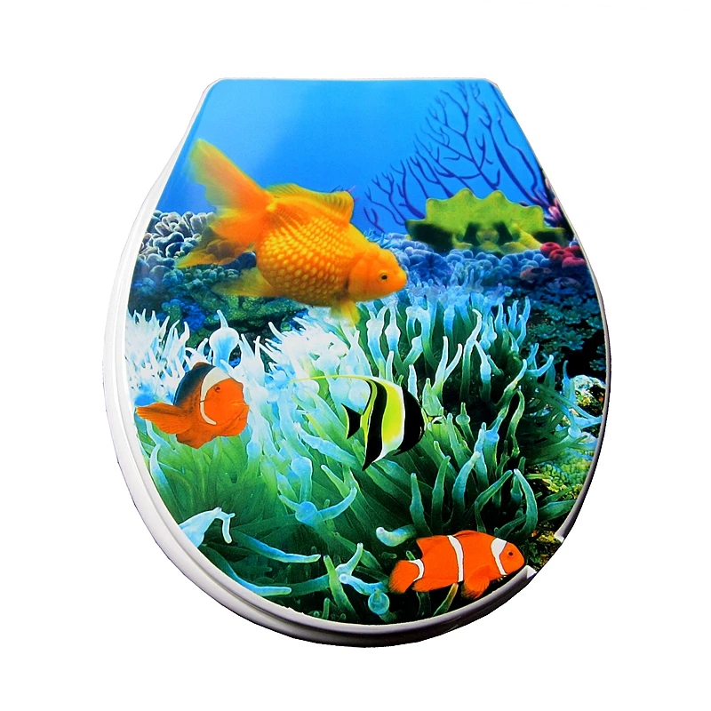 

toilet lid cover 2017 high quality PP goldfish fashion toilet seat cover set hot selling colorful marble effect toilet seat