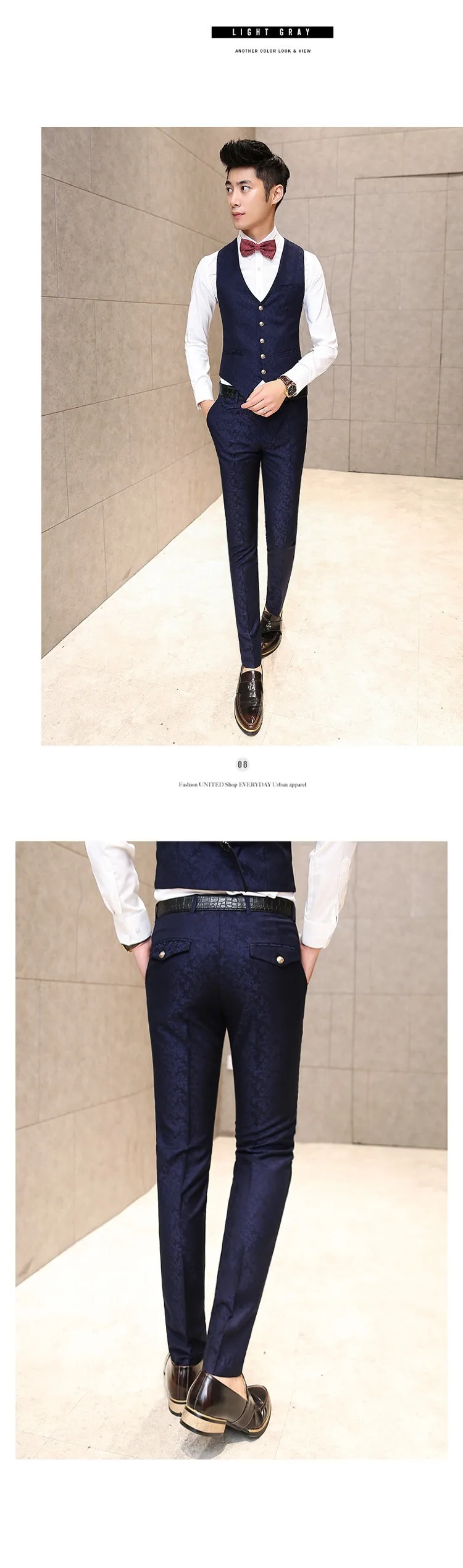 Формальные Брюки для Для мужчин для свадьбы и выпускного Для мужчин s Брюки Slim Fit цветочный дизайн Добби брюки вечерние бордовый мужские брюки
