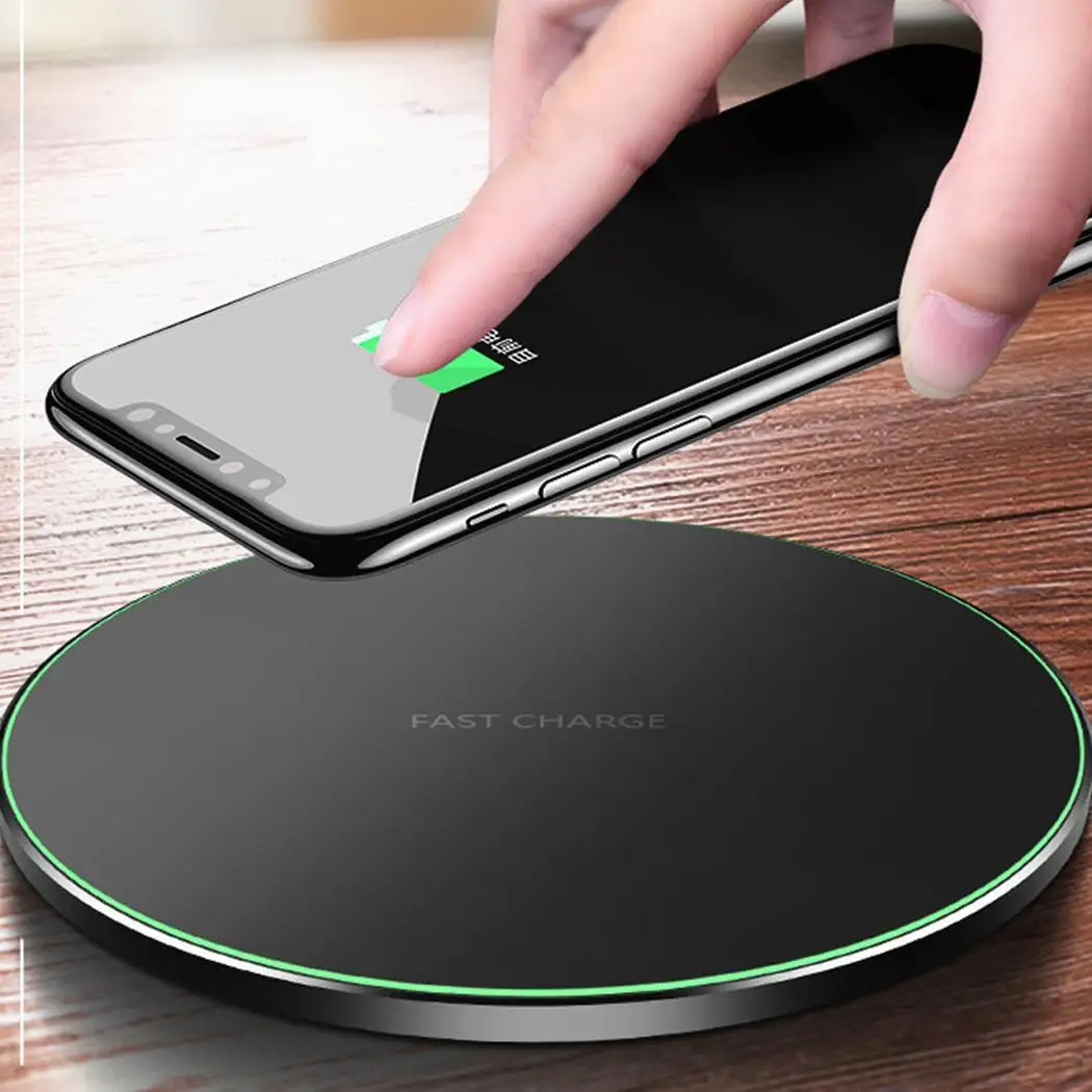 

Ultra-thin Round Desktop Wireless Charger Cell Phone Aluminum Alloy CE/FCC/Rosh 73% Fast Charger 8mm Manual