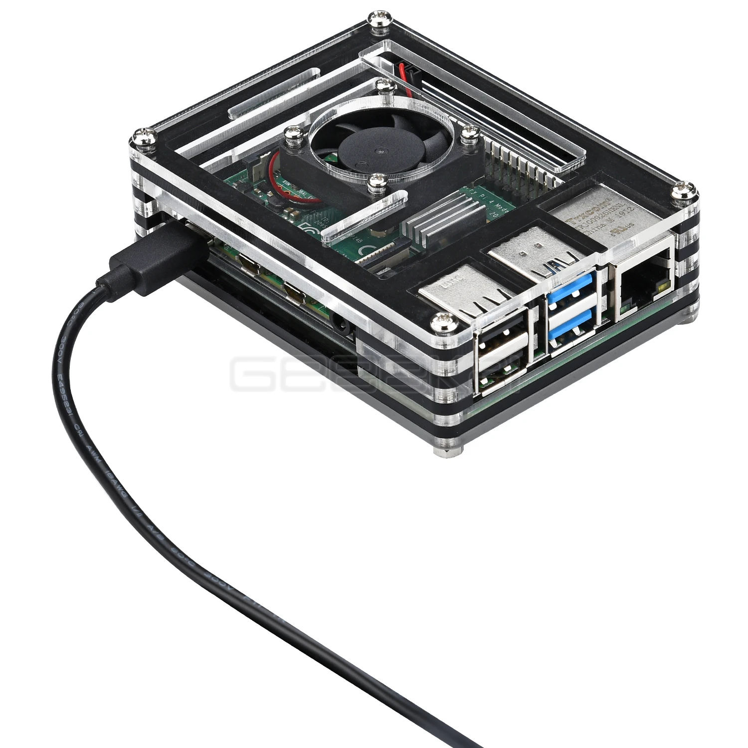 Акриловый прозрачный/прозрачный и черный чехол GeeekPi для Raspberry Pi 4 Модель B с