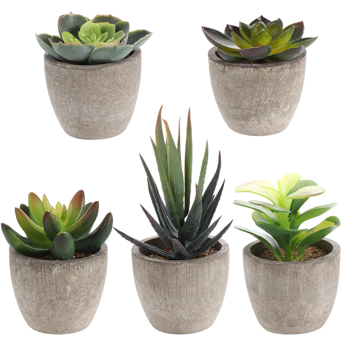 

5PCS Retro Mini Artificial Bonsai Creative Succulent Decor Succulent Plants Potted Plants For Living Room Home Decoration