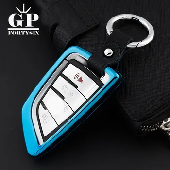

Free Shipping Car Styling Zinc Alloy+Leather Chain Steel Rings Handmade Key Fob Case Cover Shell Holder For Car For BMW X1 X5 X6