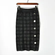 Новинка, зимняя женская юбка, бархатная, Вязанная, в горошек, в клетку, с металлической пряжкой, женские осенние юбки, от кутюр