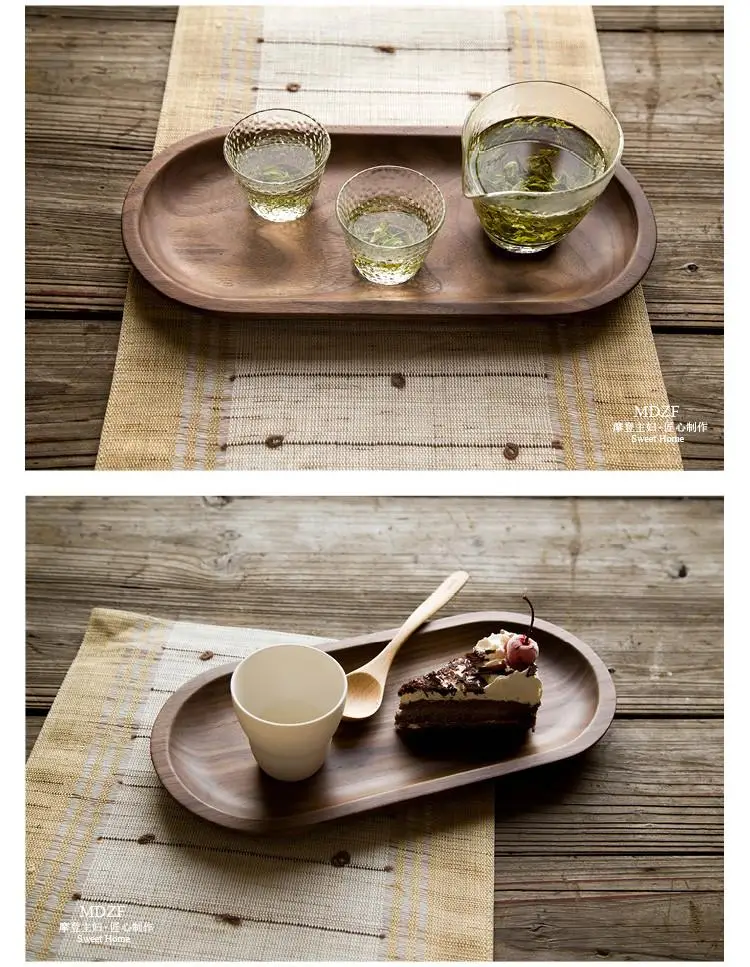 Черный орех качество Деревянные Подносы домашнего хранения Лотки Творческий Декоративные Чай фруктовый десерт посуда лоток Японии Стиль