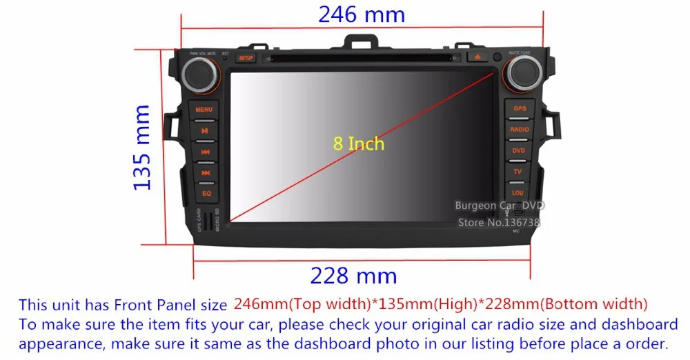 Excellent Car DVD Player for Toyota Corolla 2007-2011 Touch Screen Bluetooth USB SD iPhone 3G WiFi GPS Navigation Radio Central Multimidia 5