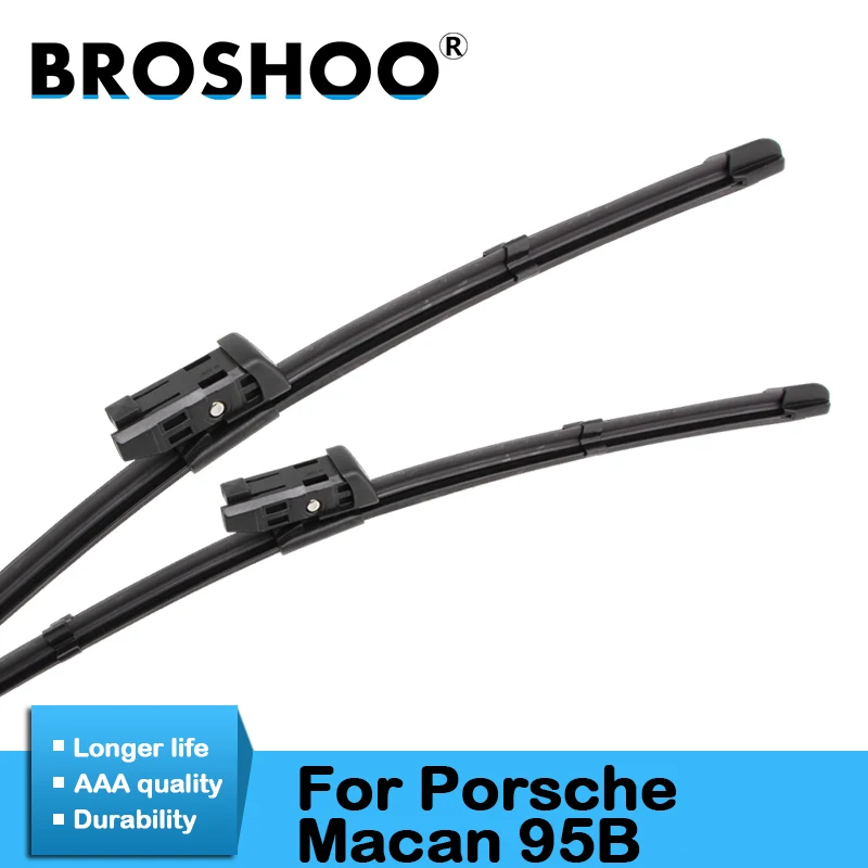 

BROSHOO Car Windscreen Wiper Blades Natural Rubber For Porsche For Macan 95B 24"&20" ,2014 2015 2016 2017 Fit Push Button Arm