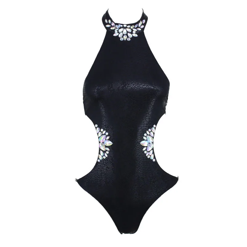 pfflook 2017 New High End Solid Color Sexy Women Swimwear Vintage One Piece Monokini Push Up Swimsuit Rhinestone Bathing Suit|suit up|suit suitsuit