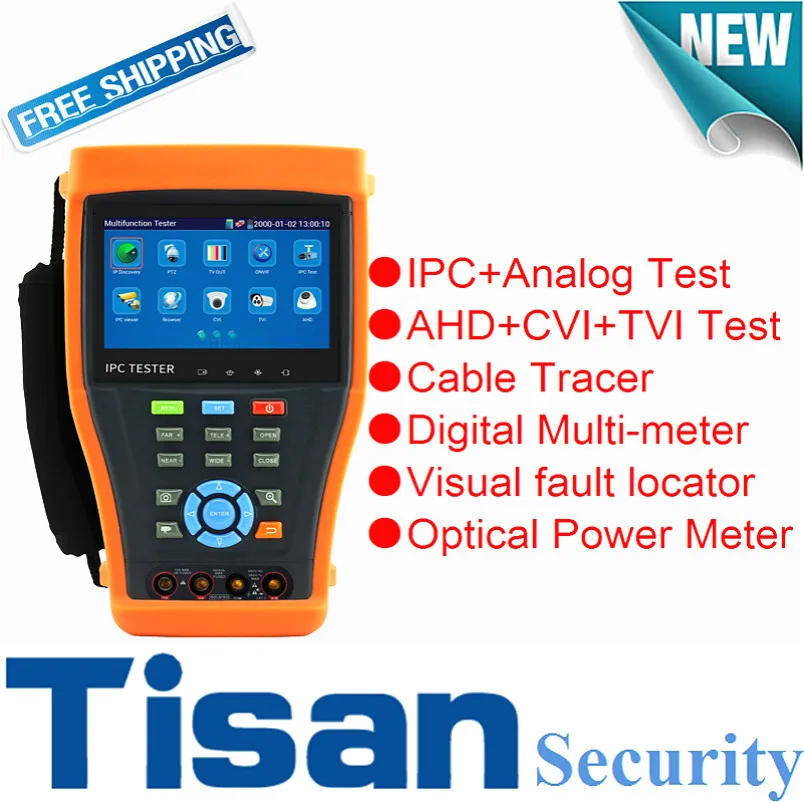

Hot AHD TVI CVI TVI Analog Camera CCTV Tester Monitor with Multi-meter,Optical Power Meter,Visual fault locator,Cable Tracer