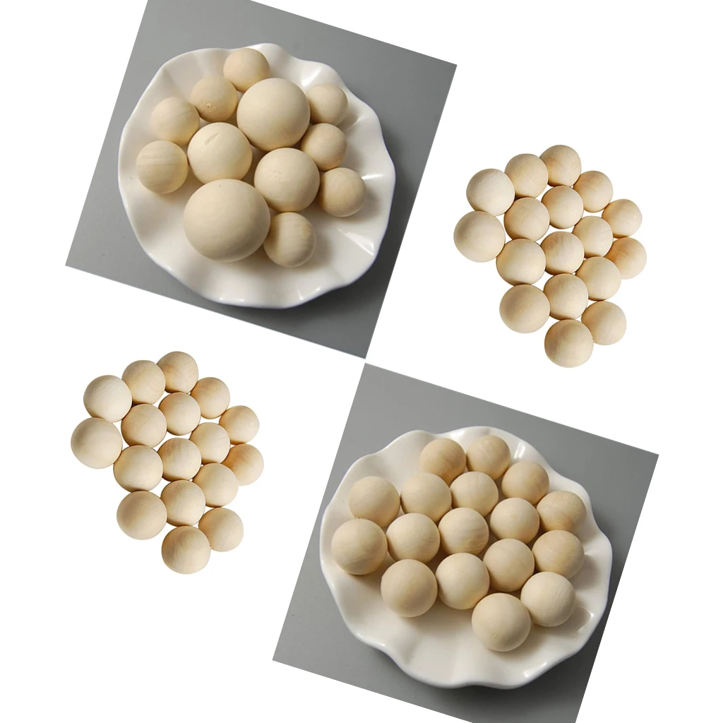 200 Pieces Round Wood Beads Loose Spacer for Jewelry Art Crafts 10mm 14mm