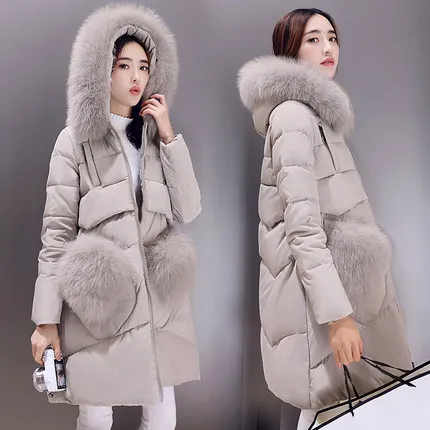 AYUNSUE женский пуховик приталенное пальто средней длины с капюшоном стильное теплое пуховое пальто с длинными рукавами однотонное Женское пальто ST491 - Цвет: Grey