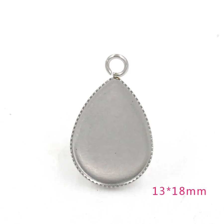 

20PCS Fit 13mm*18mm Charm Pendants Drop Stainless Steel Plated Cabochon Earring Necklace Setting Metal Base DIY Jewelry Findings