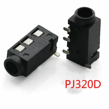 

100PCS PJ320D 3.5MM Headphone Jack Socket Female Connector for Audio Video 3+1 4Pin SMD Audio Jack