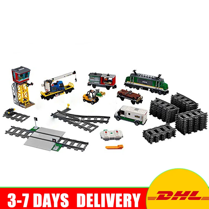 

Lepin 02118 City Trains Cargo Train 60198 Building Kit Building Blocks Bricks Car Model DIY toys for children Christmas Gifts