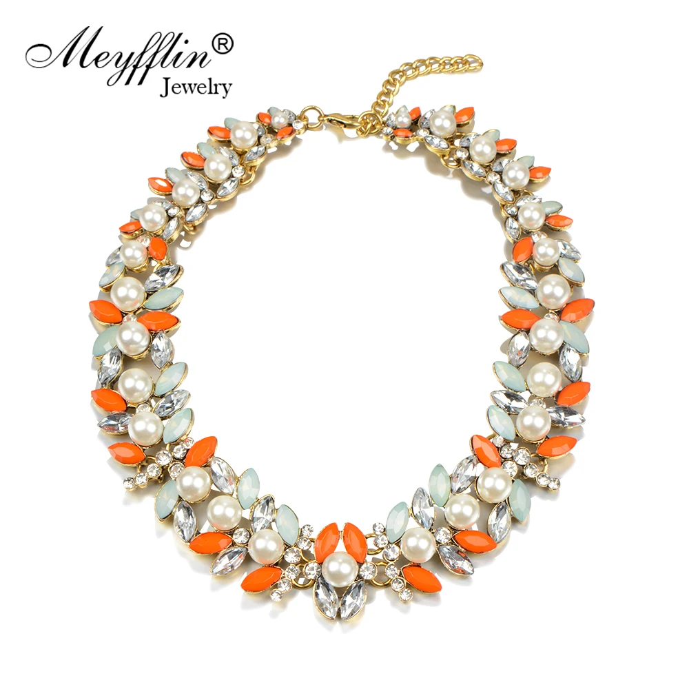

Fashion Vintage Statement Necklaces & Pendants for Women Simulated Pearl Flower Choker Collier Femme Collares Jewerly