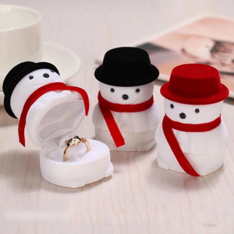 Funny Romantic Christmas Doll Box Ring Earrings Organizer Ear Studs