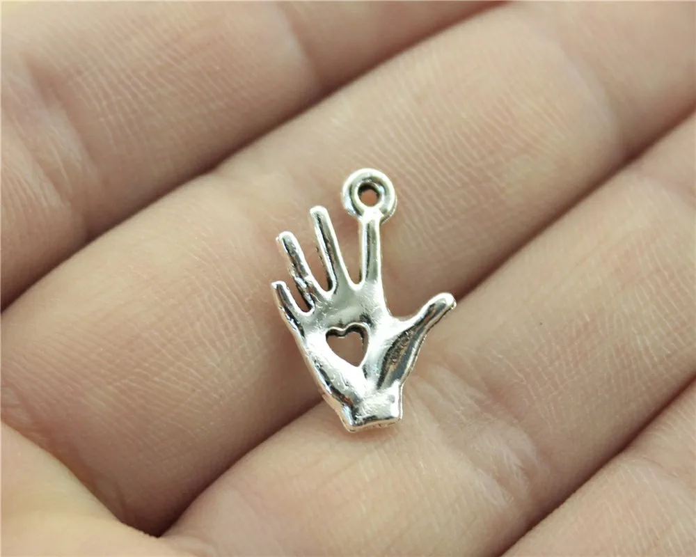 Buy WYSIWYG 20pcs 18x11mm Antique Silver Hand Charms