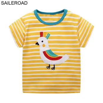 

SAILEROAD 6Years Duck Animal Applique Girls Tops Clothes for Kids T Shirt Summer Baby Short Sleeve Shirts Children T-Shirts